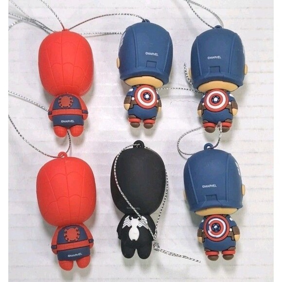 Marvel Lot 6 Hallmark 2" Mystery Ornaments Venom Spider-Man Captain America - Picture 2 of 2